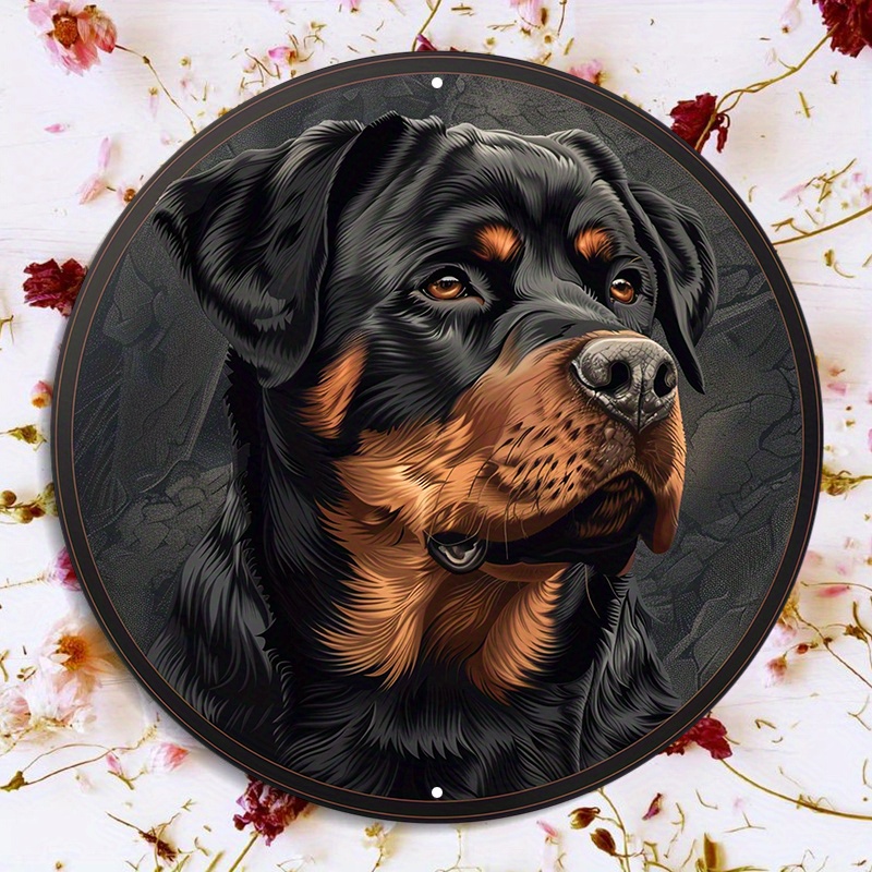 

Rottweiler Dog Memorial Metal Sign - 1pc 8" Round Aluminum Door Hanger Wall Decor - Waterproof, Weather-resistant, Pre-drilled Hd Printed Quality Xhf 5226