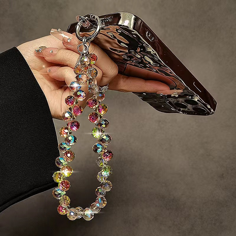 

Multicolor Crystal Beads Phone Wrist Strap, 5.5 Inch Bling Charm Hand Chain, Universal Smartphone Lanyard, Keychain Accessory, Elegant Women's Bag Pendant