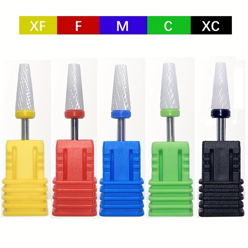 

5pcs Ceramic Nail Drill Bits Set For Electric Manicure, Hypoallergenic Nail Art Tools, 3/32'' Shank Size