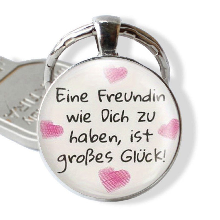 German Pink Heart "eine Freundin" Time Gem Keychain German Colleague Key Ring Key Chain