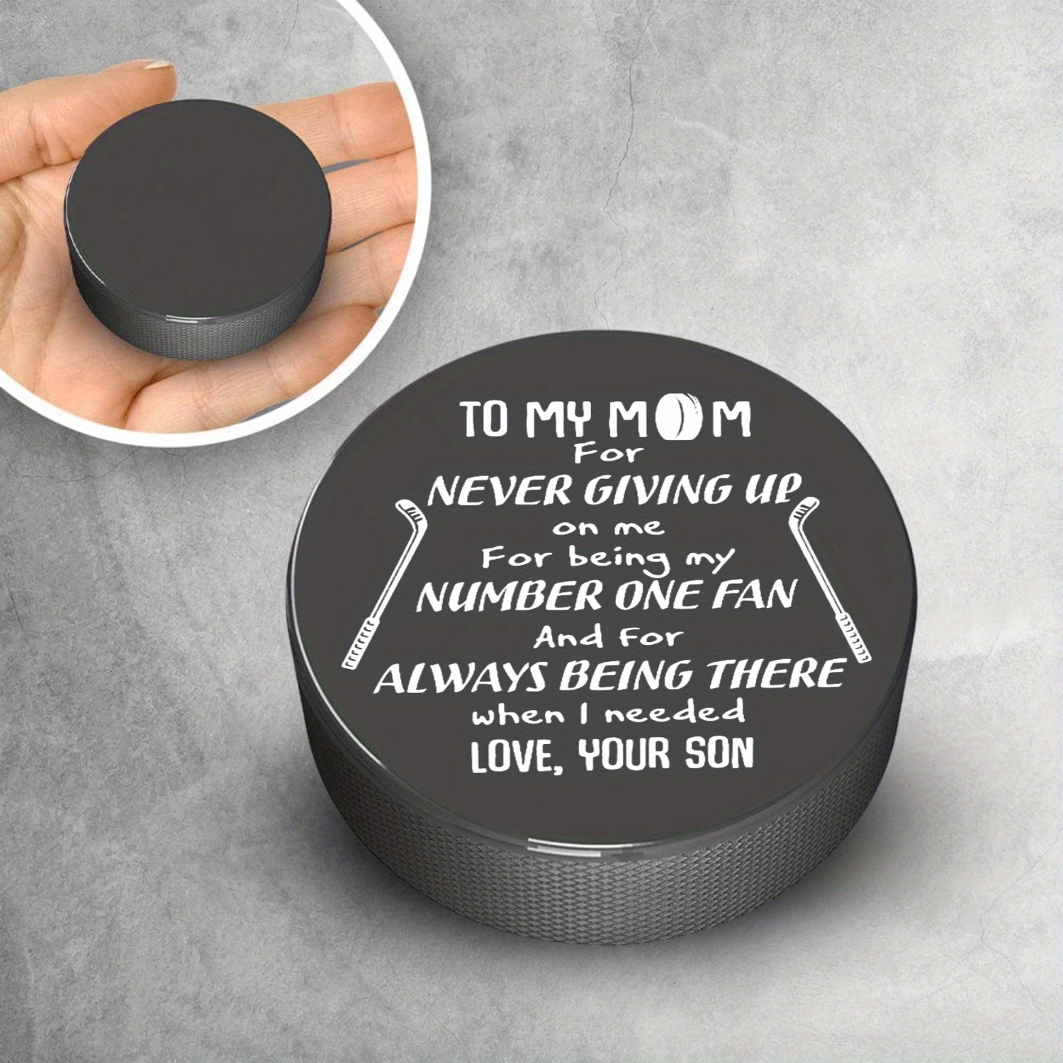 hockey puck gift mom personalized appreciation message ideal