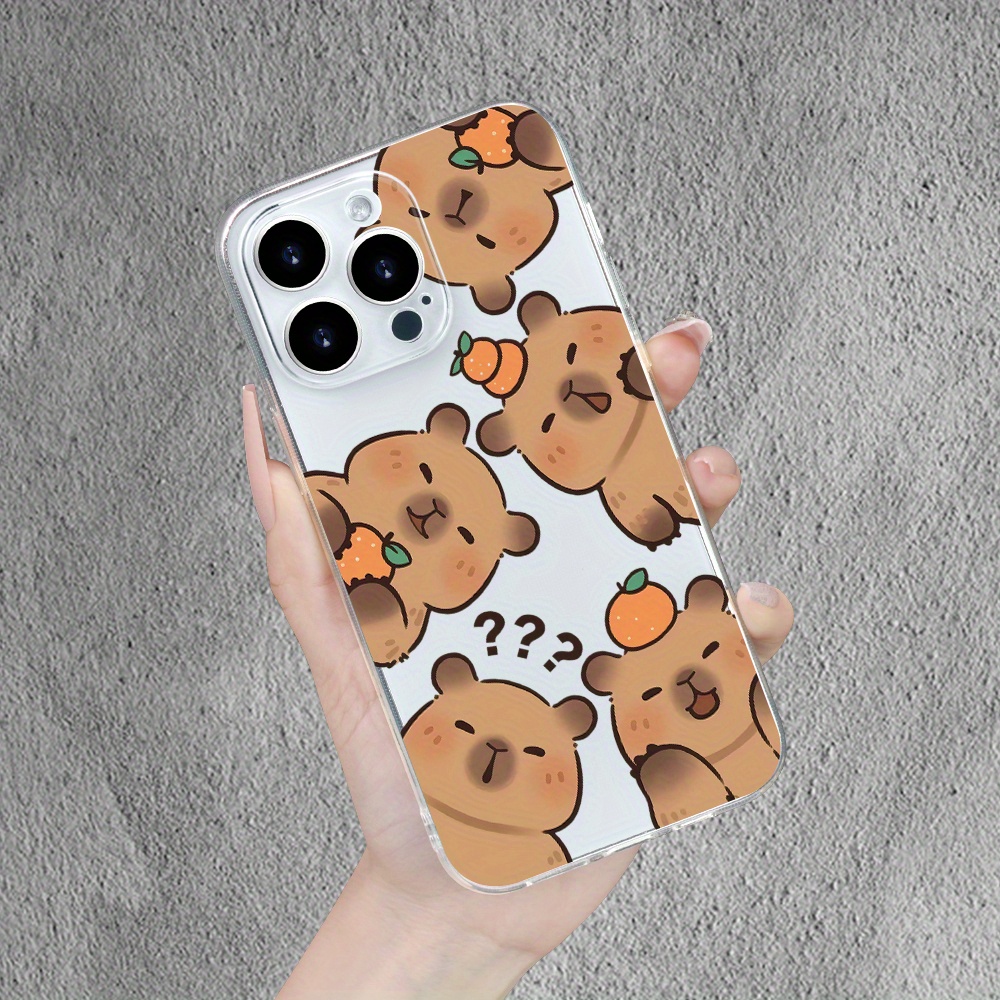 

Cute Cartoon Capybara Print Transparent Tpu Phone Case For 15 14 13 12 11 Xs Xr X 7 8 Plus Pro Max Mini - Durable Protective Soft Back Cover For Men And Women