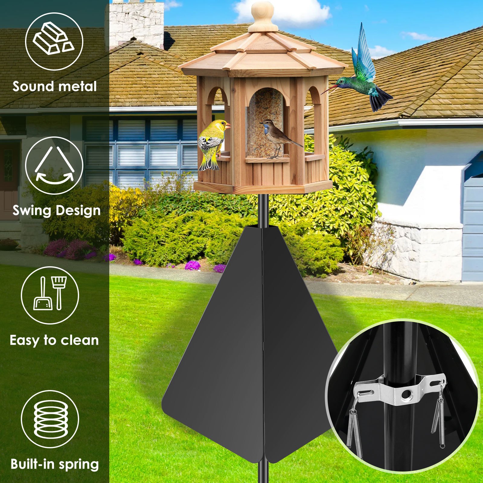 Feeder Protector 14 Metal Squirrel Baffle With Spring Bird Feeder Guard