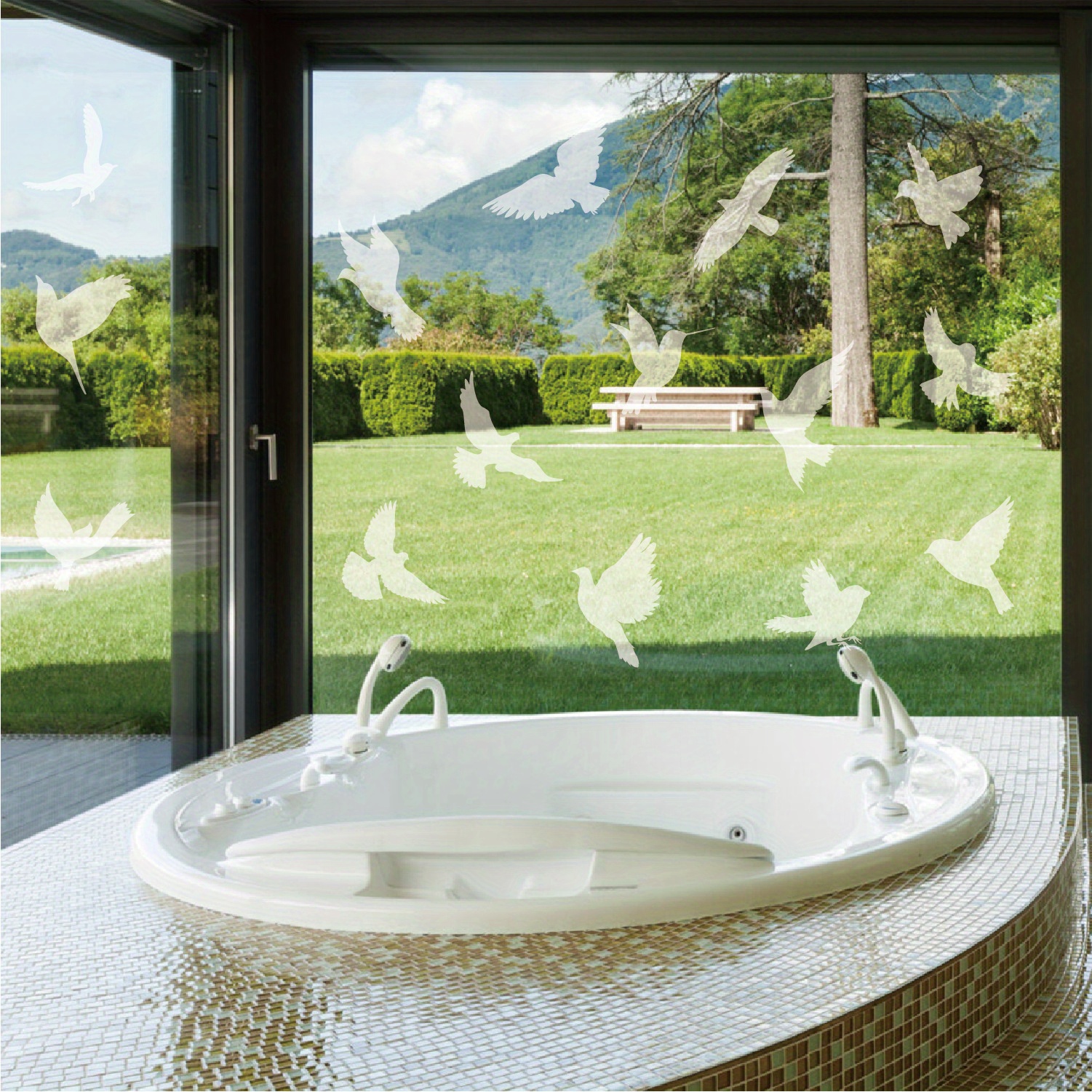 E-shop 16-teiliges Set Anti-Kollisions-Fenstersticker zum Schutz von Vögeln und Türfenstern, Vogelschlag-Schutzfolien (Klar), 4 Bögen