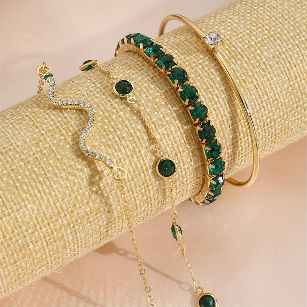TEMU 4pcs Shiny Bangle Bracelet Set Stackable Hand Jewelry Bracelet