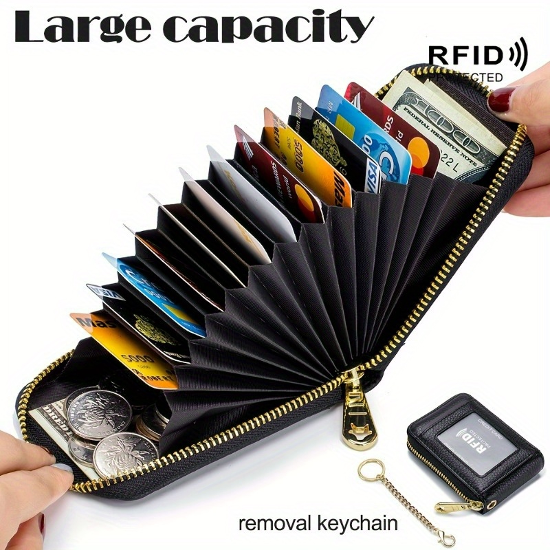 

Credit Card Holder, Casual Multi-compartment Wallet, Simple Zip Around Card Case