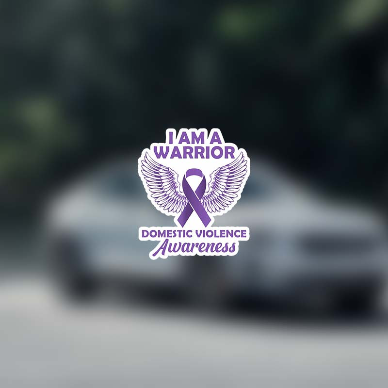 

Domestic Violence Awareness Decal, "i Am A Warrior" With Wings, Self-adhesive Vinyl Sticker For Laptop, Water Bottle, Phone, Car, Plastic, Glass, Metal, Ceramic Surfaces - Cartoon Pattern Single Use