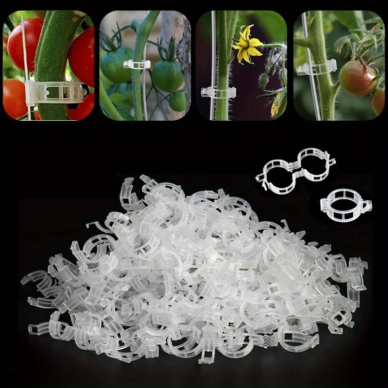 

50/100pcs Tomato Clips: Plastic Trellis Clips For Plant Support - Ideal For Tomato Vines, Grape Vines, And Vegetable Plants - Enhances Plant Health And Growth