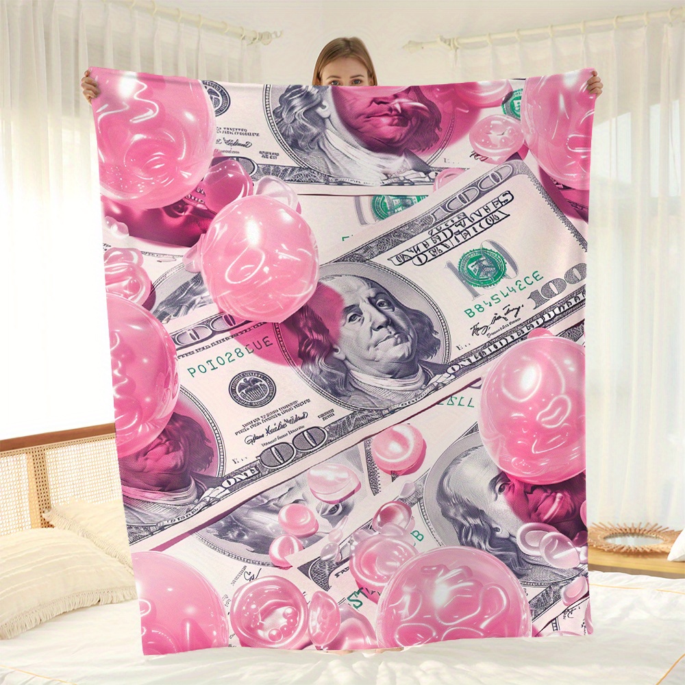 

Festive Us Dollar Bill And Bubble Design Throw Blanket - Perfect For All Seasons