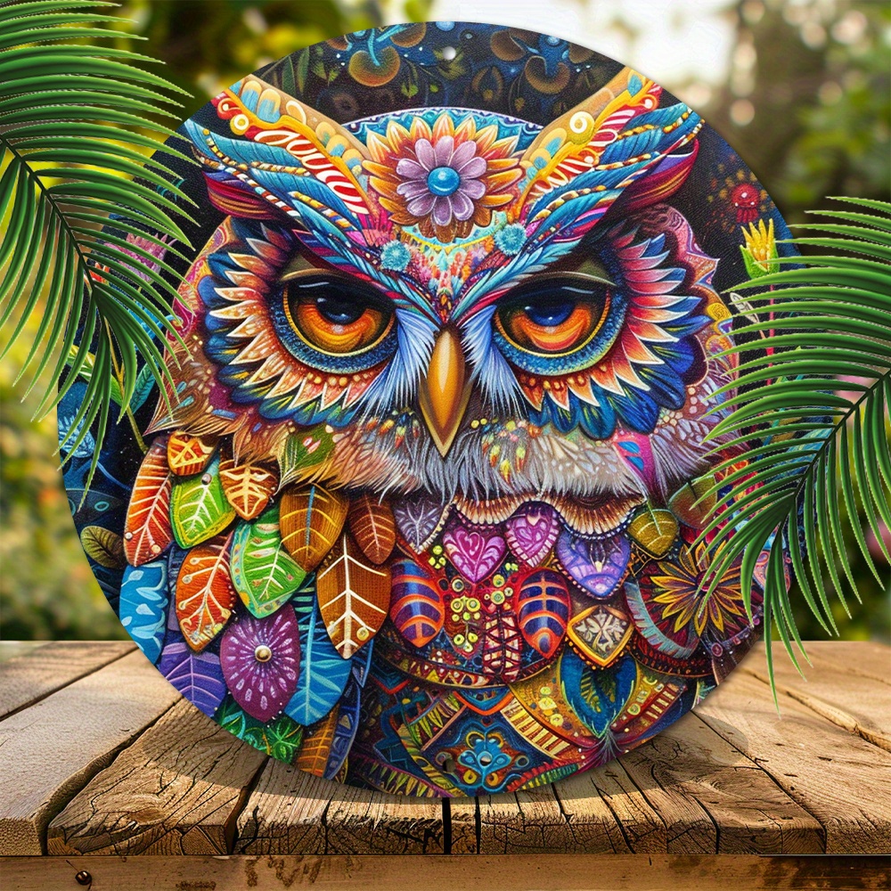 

Hippie-style Owl Metal Sign, 8x8 Inch Aluminum - Durable Art Decor For Garden, Bedroom, Garage | Perfect Home Decor & Gift Idea