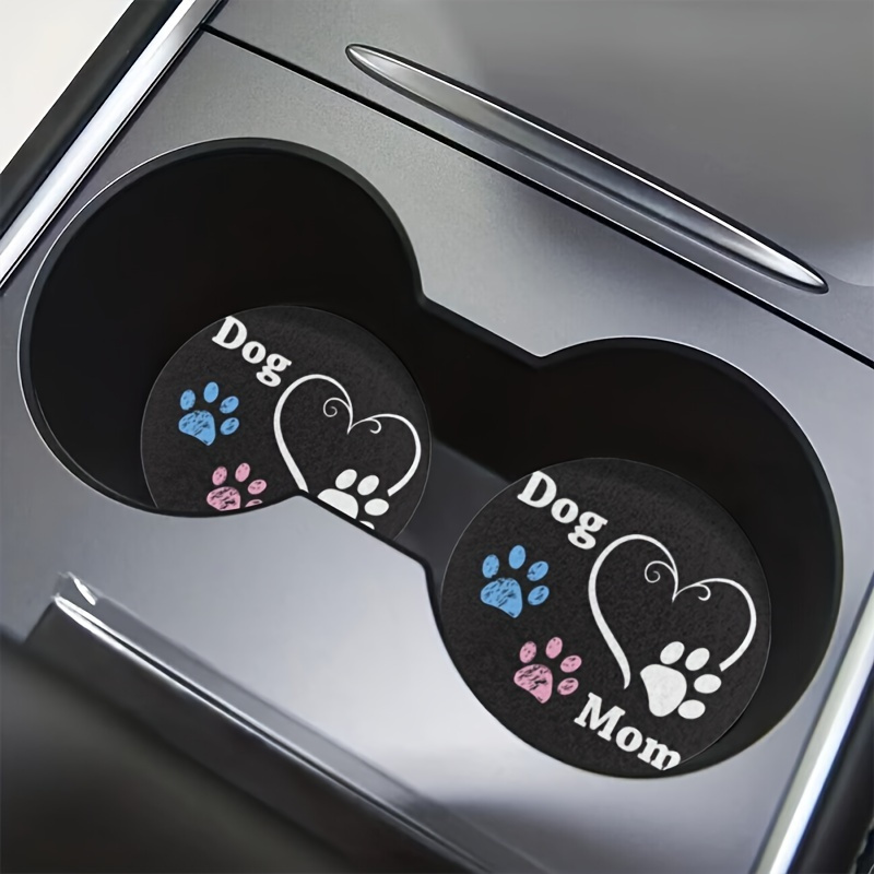 

Eva Material Absorbent Car Coasters - 2 Pack, Dog Mom Paw Print Cup Holder Coasters For Cars, Trucks, Suvs - Auto Accessories For Women