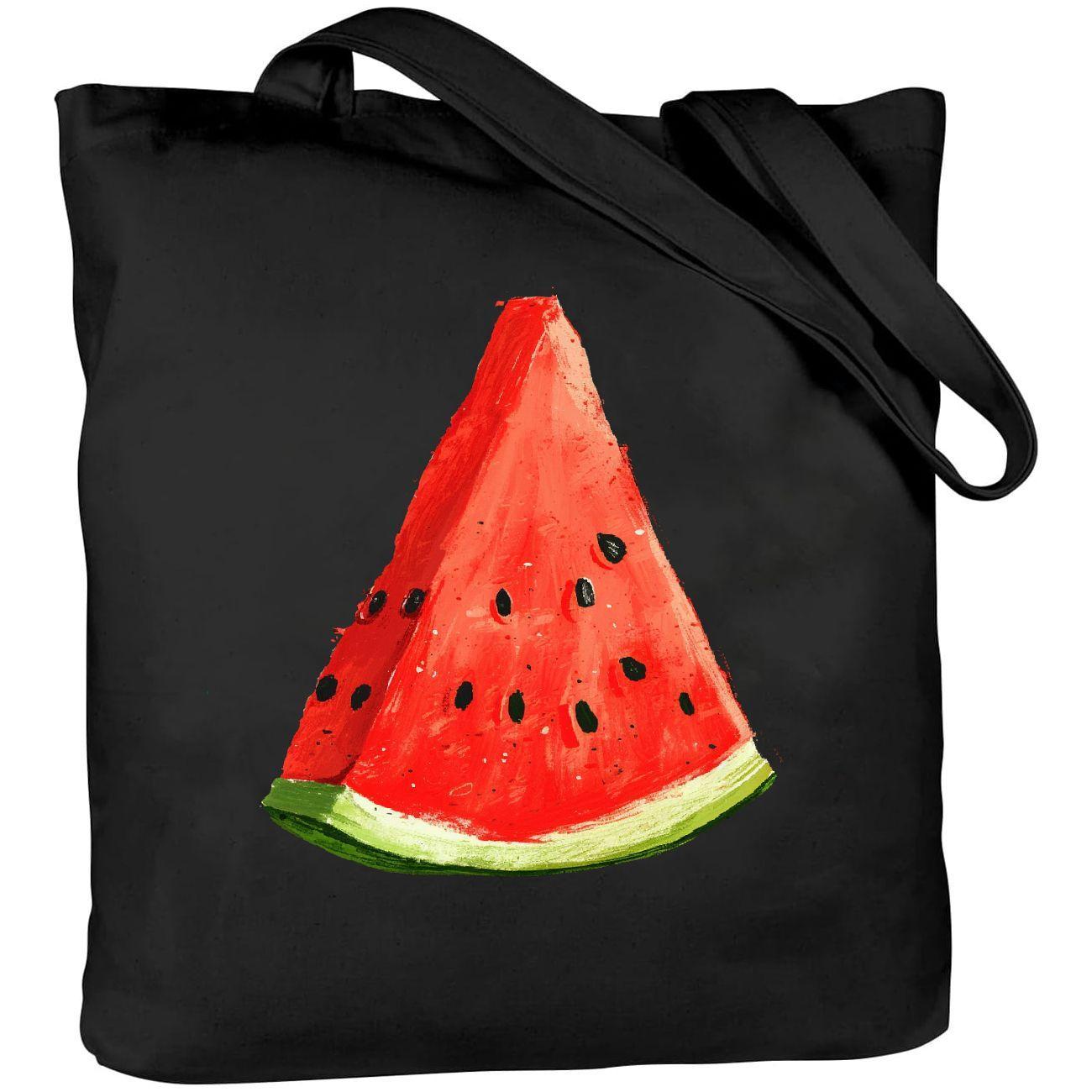

1pc Watermelon Pattern Canvas Tote Bags, Stylish And Spacious Reusable Shoulder Bag For Travel And Shopping