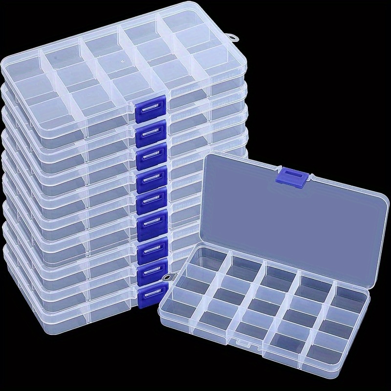 

10/15-compartment Clear Plastic Organizer Box For Crafts, Beading, Art & Small - Container