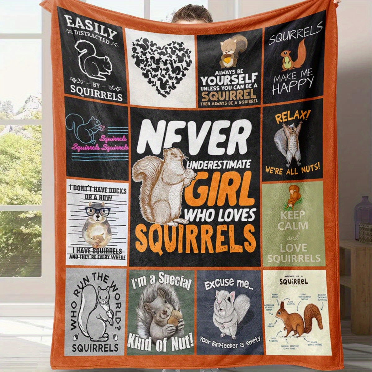 

Cozy Squirrel-themed Throw Blanket - Soft Polyester, All & Office Chair Comfort