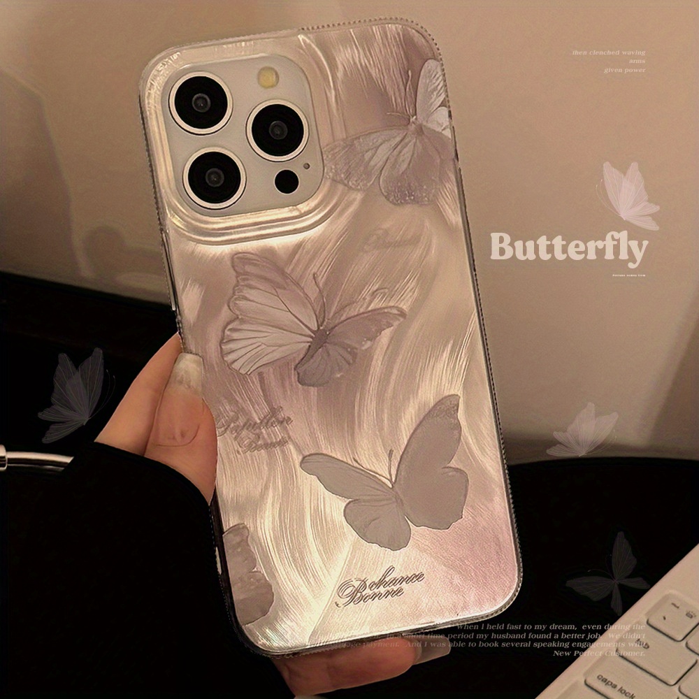 

Tpu Butterfly Feather Sheer Imd Phone Case Compatible With 15/14/13/12/11 Series - Durable And Stylish Protective Cover Bundle