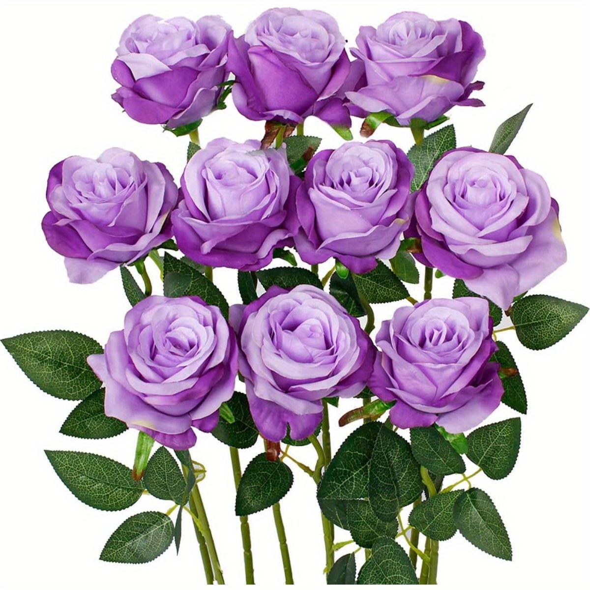 

Elegant 6-piece Purple Silk Rose Bouquet - Perfect For Weddings, Parties & Home Decor