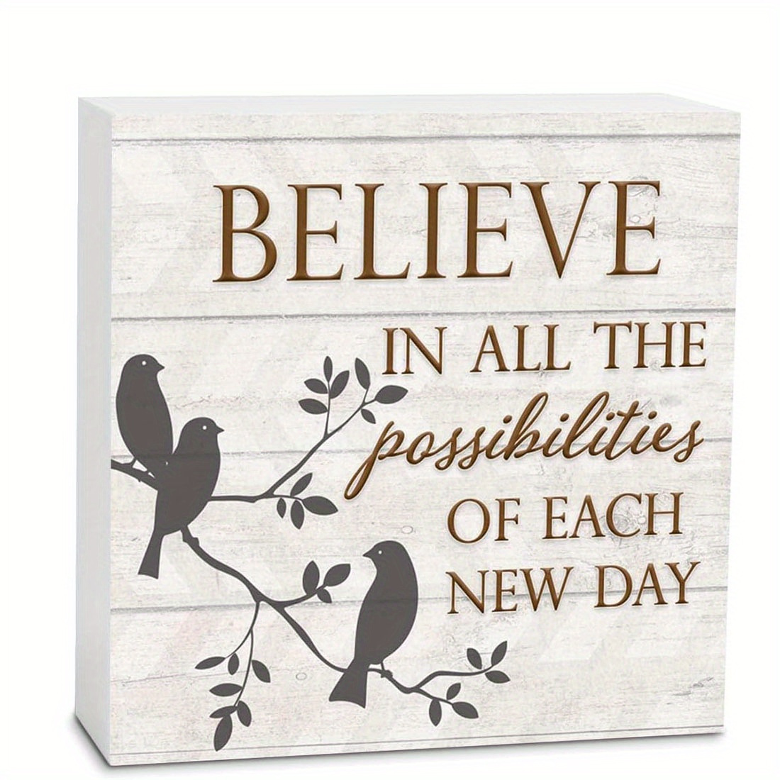 TEMU 1pc Inspirational Believe Branch Bird Pattern Pvc Sign, Room Table Supplies, Tabletop Or Wall Decoration, Rustic Decor, Ideal Christmas Gift