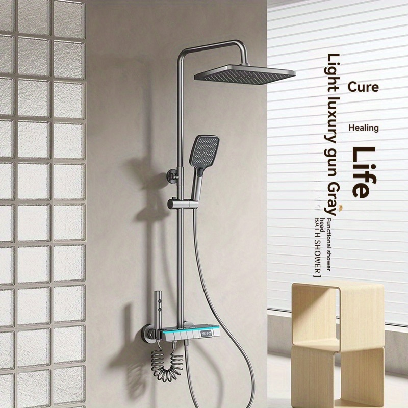 complete bathroom shower system rainfall handheld shower heads constant temperature control metal construction wall floor mount options upgrade your shower experience easy installation   details 0