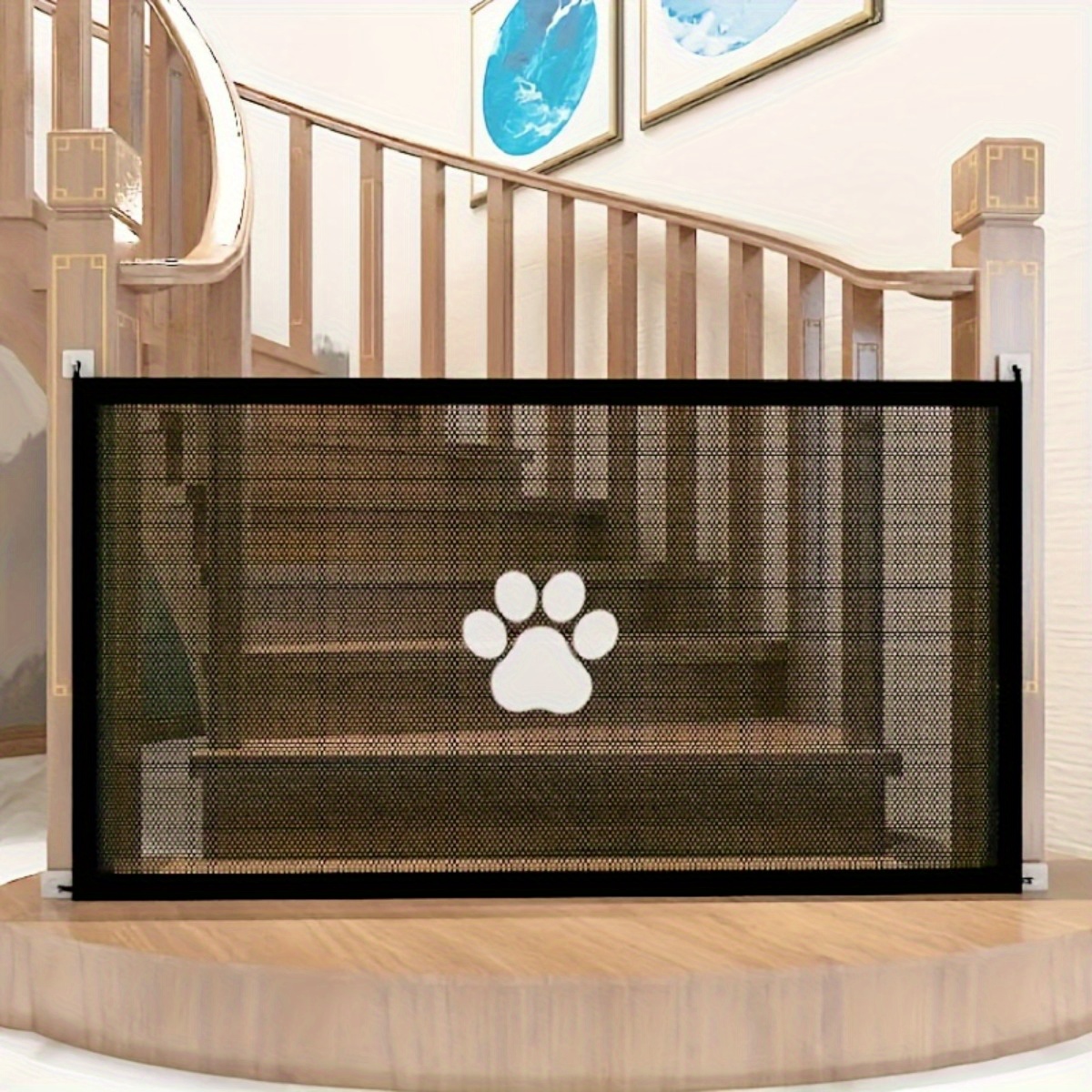 

Versatile Pet Safety Gate - Expandable Mesh Pet Gate Portable Adjustable Safety Dog Gate - Indoor Outdoor Gate - Easy Install Stair Barrier For Pets