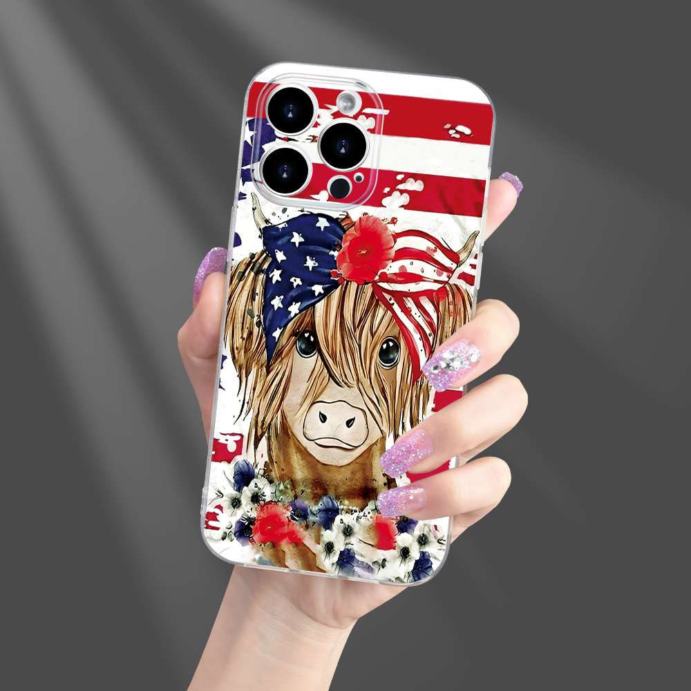 

Calf Pattern Tpu Phone Case Bundle For 15/14/13/12/11 Series - Durable Protective Cover With American Flag Design For 15 Pro Max/14 Pro/13 Mini/12 Pro/11 Pro/xs/xr/se And More