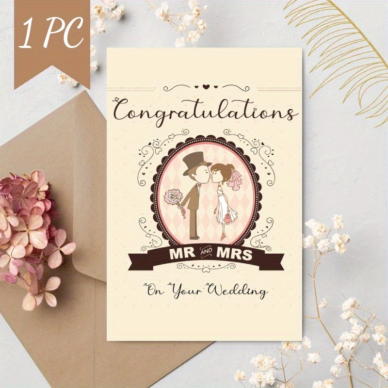 Congratulations Card Elegant Wedding Mr Mrs Greeting Card - Temu