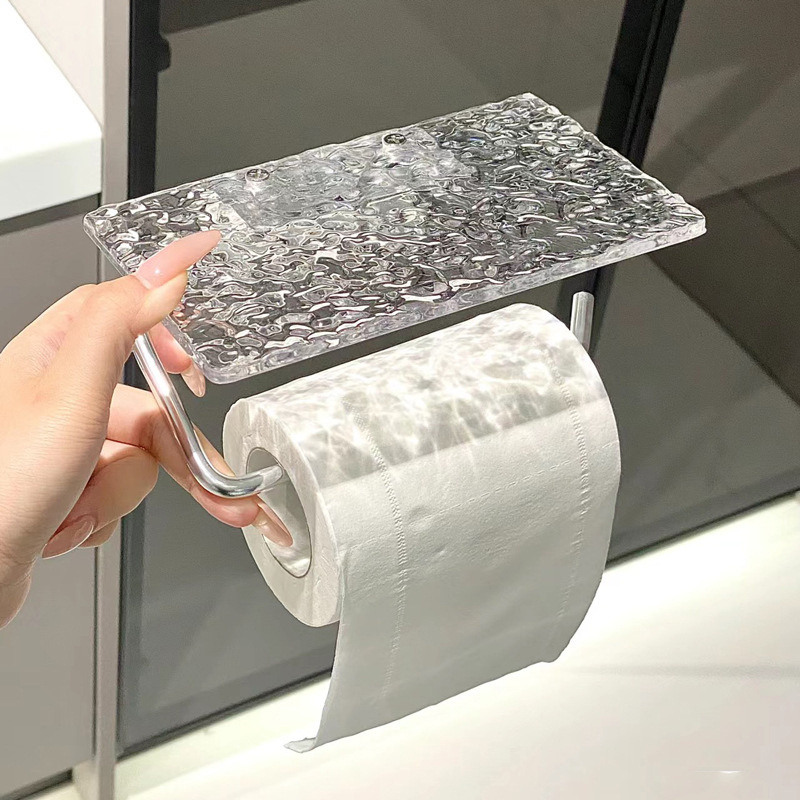 

Porte-papier toilette en acrylique avec support pour téléphone - Pas de perçage requis, décorations d' et de Noël