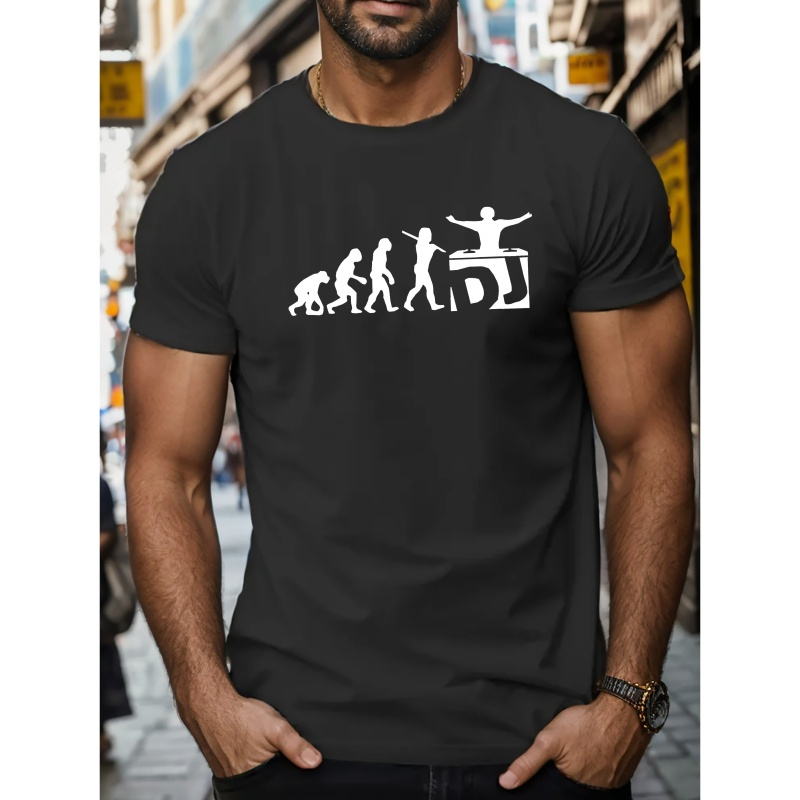 

Evolution Of Dj Print Tee Shirt, Tees For Men, Casual Short Sleeve T-shirt For Summer