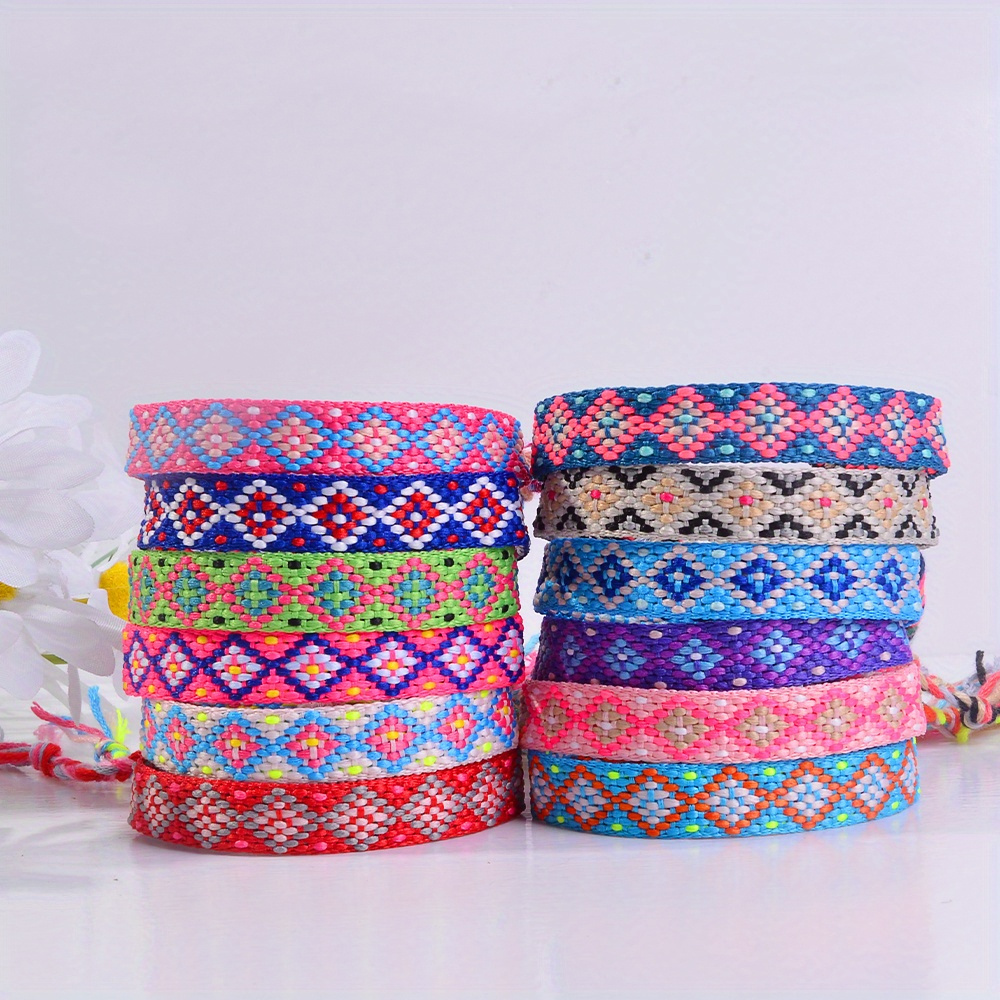 

12pcs/set Of Bohemian Style Braided Women' Bracelets, Women' Resort Bracelets,