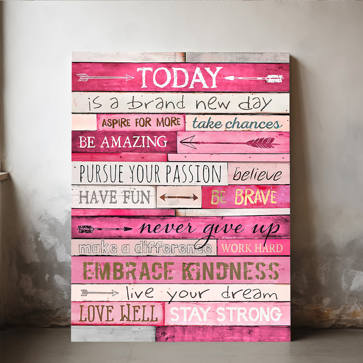 

1pc/set Style Classroom Canvas Pink Wall Decor - Inspirational Quotes Wall-art - Motivational Bedroom Decor For Teen Girls - Office Gifts For Women With Canvas Artwork Ready To Hang