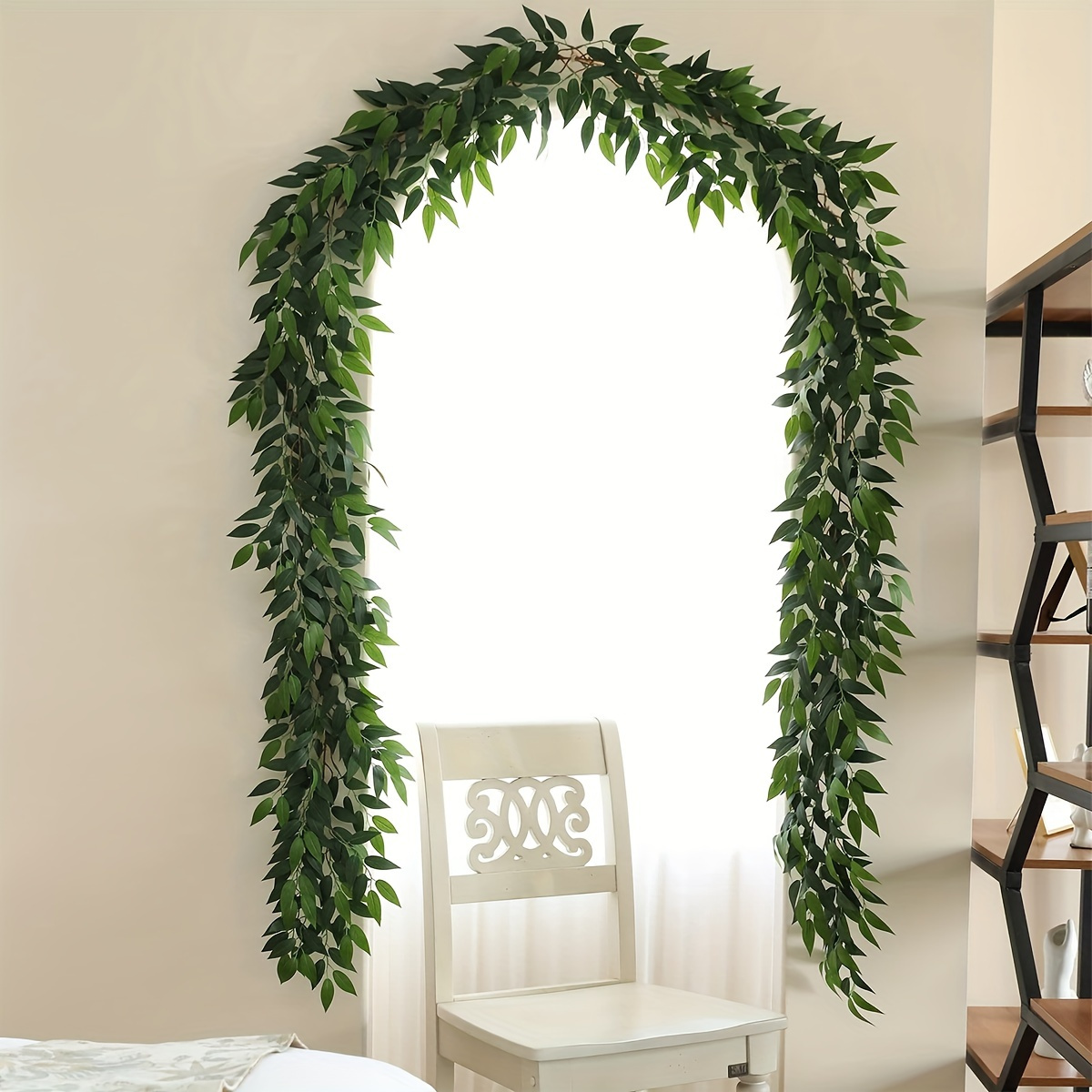 

73" Silk Italian Ruscus Vine Garland - Green Leaves, Perfect For Home, Bedroom, Wall Decor, Parties & Weddings