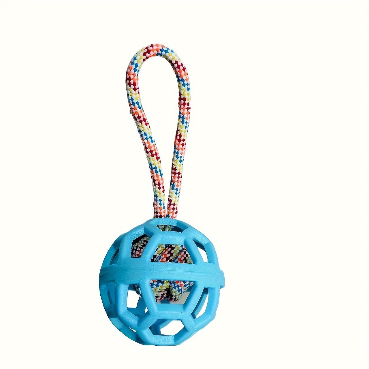 Durable Rubber Ball , Featuring A Braided Rope Knot, High Elasticity, And A Hollow Structure For Chewing And Training, Without Battery