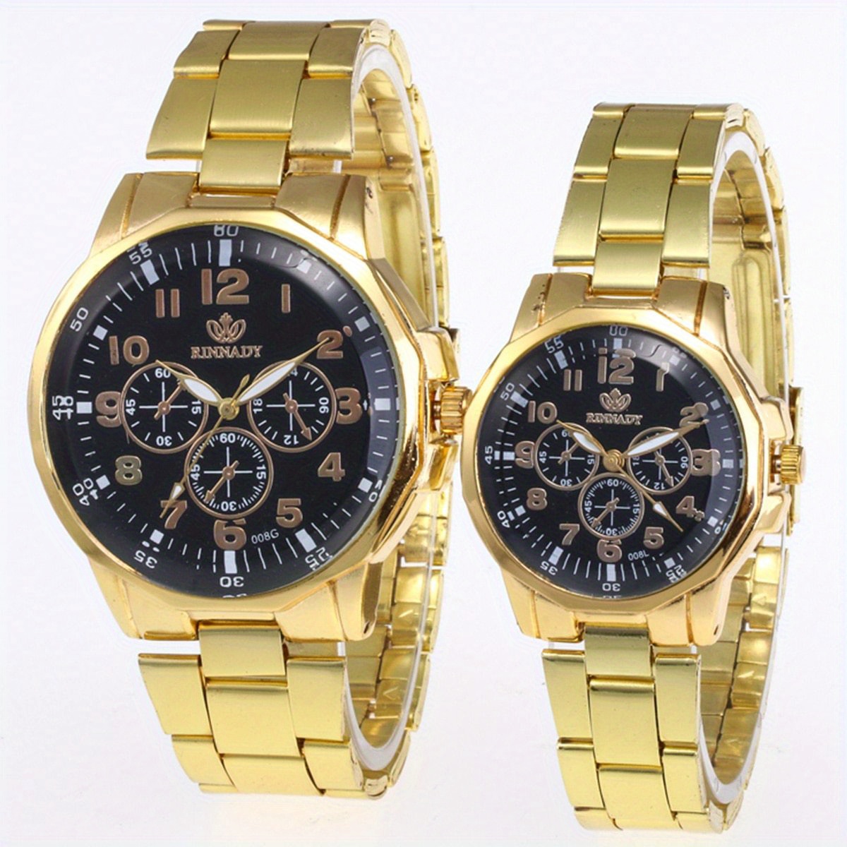 2pcs classic   steel quartz watches for couples details 2