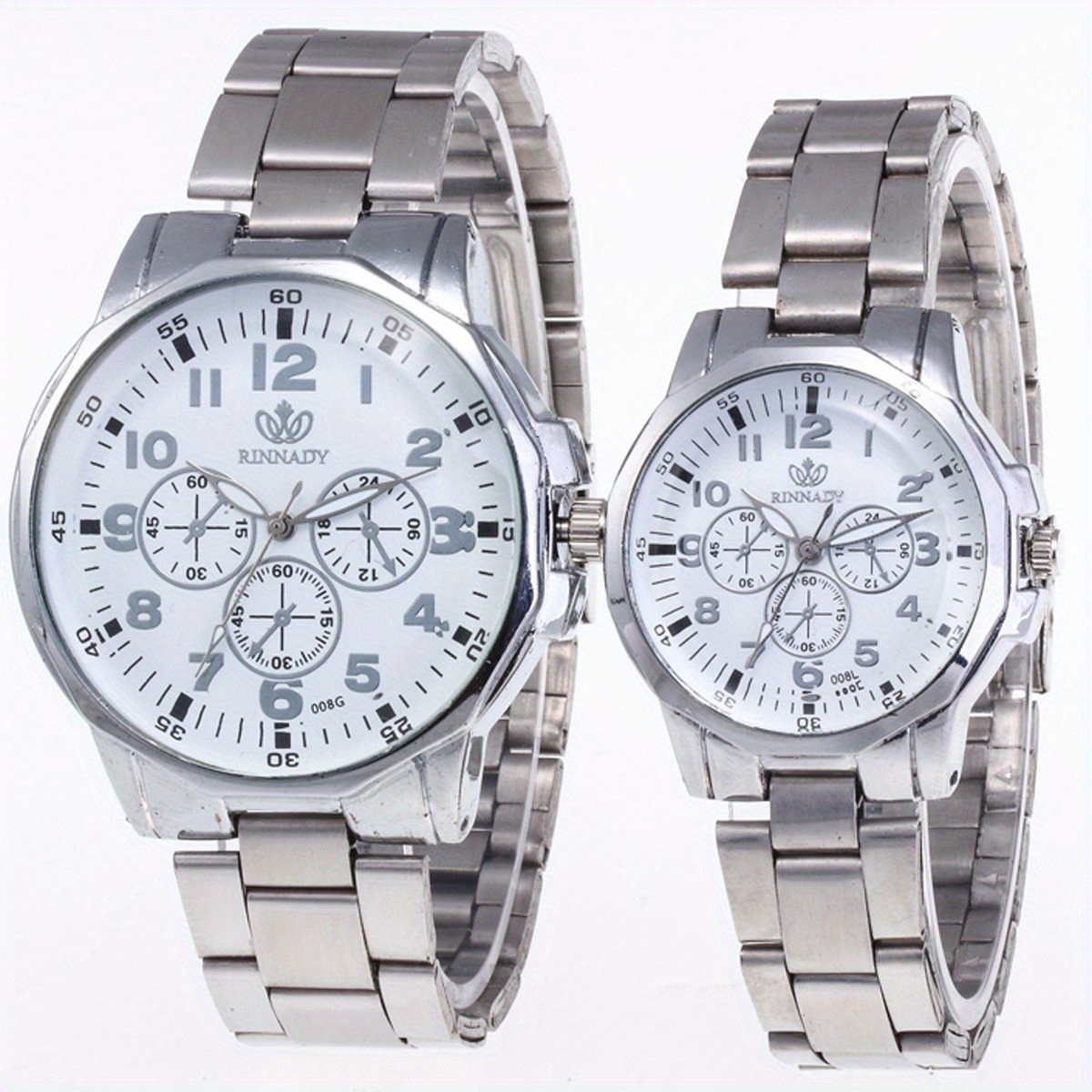 2pcs classic   steel quartz watches for couples details 3