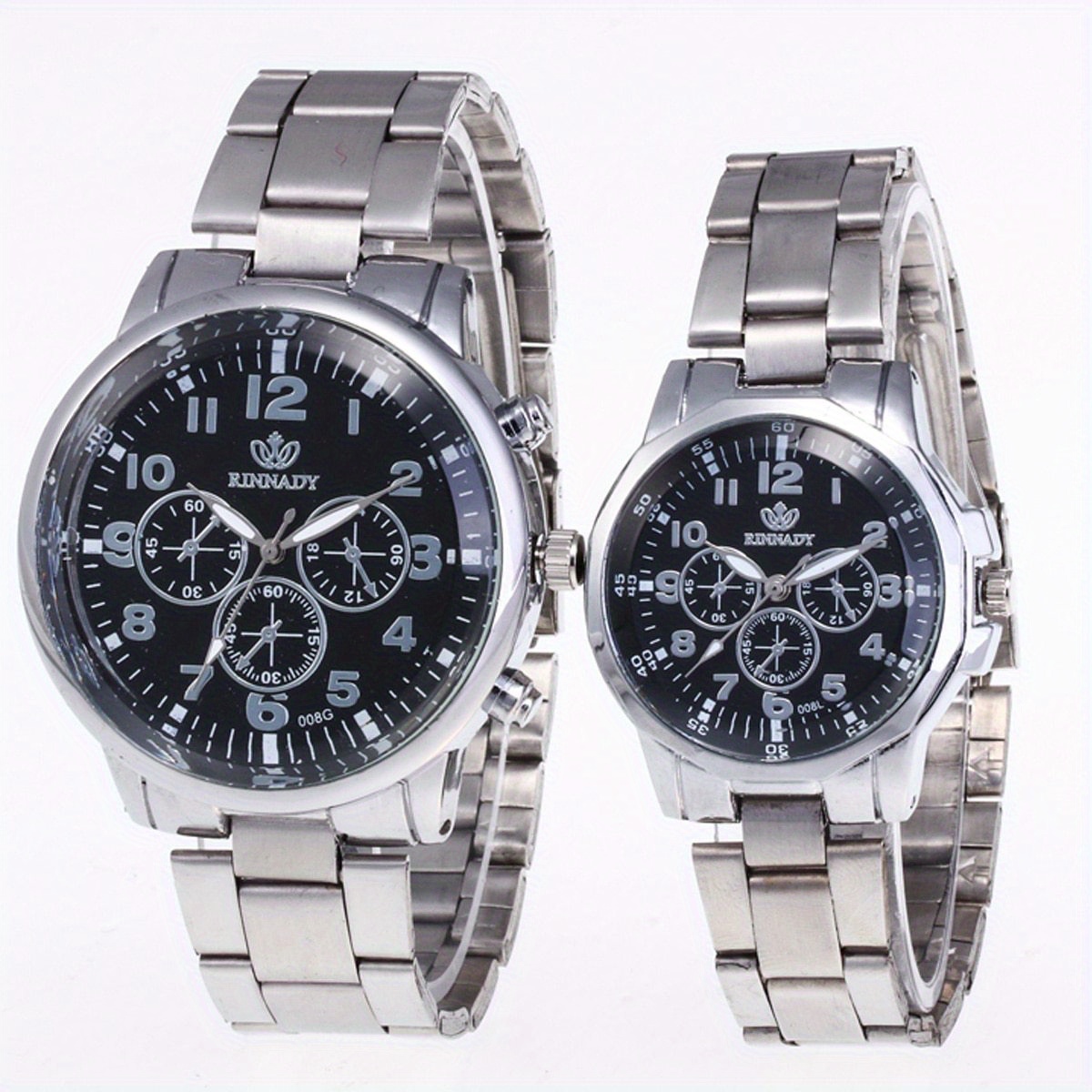 2pcs classic   steel quartz watches for couples details 4