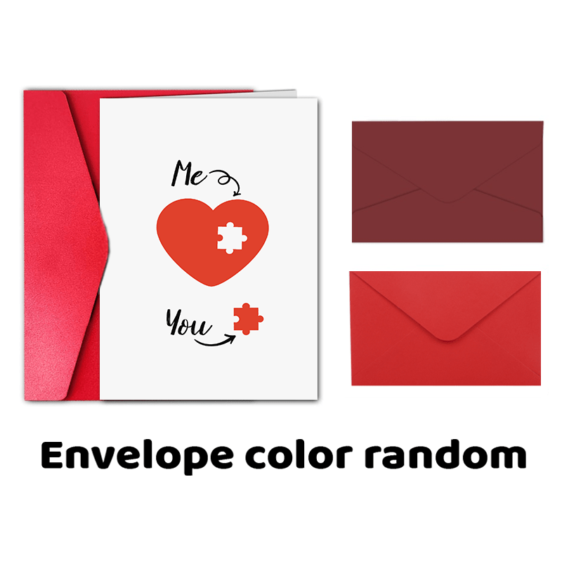 TEMU 1pc Heart Puzzle Greeting Card For Fiance, Husband Or Boyfriend - Any Occasion Birthday, Valentine's Day - Cartoon Animal Themed Paper Card With