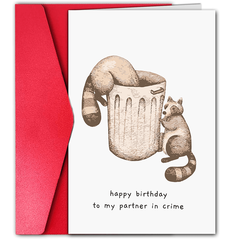 

Partner In " Cute Birthday Card - Blank Inside, & Couples, Greeting Card