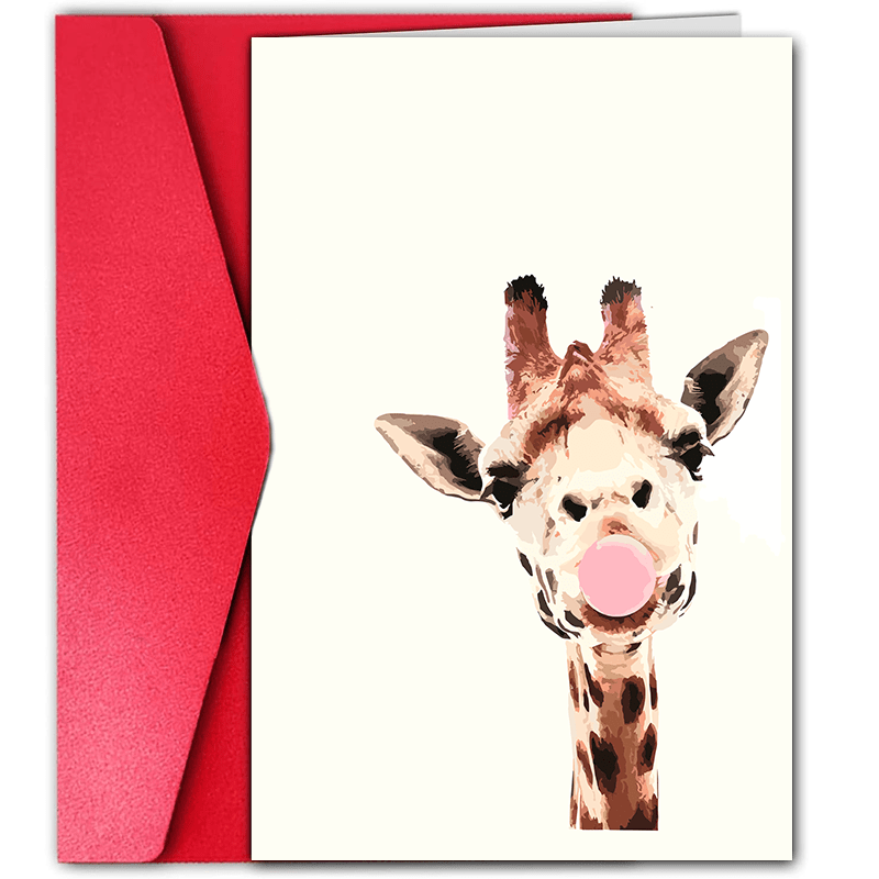 

Funny Giraffe Greeting Card - Birthdays, Anniversaries, Thank & More - High-quality Paper