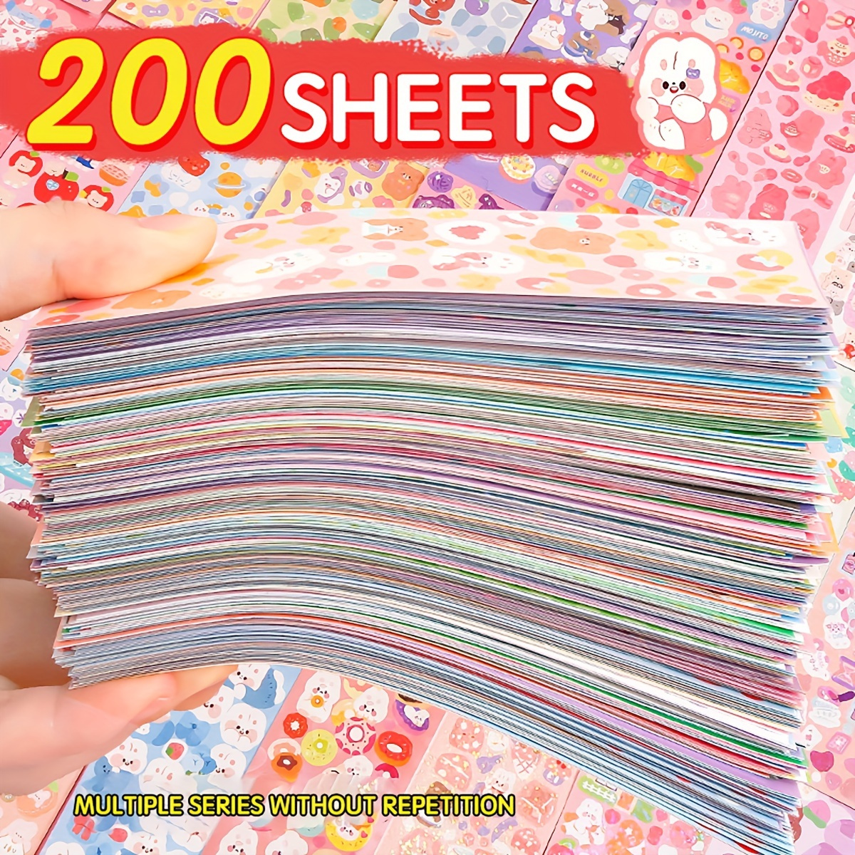 

Assorted Cartoon Sticker Piece - 100/200pcs, Crystal Finish, Reusable Diy Decals For Journals & Crafts, Perfect For Christmas, Halloween, Thanksgiving, New Year, Valentine's, Easter