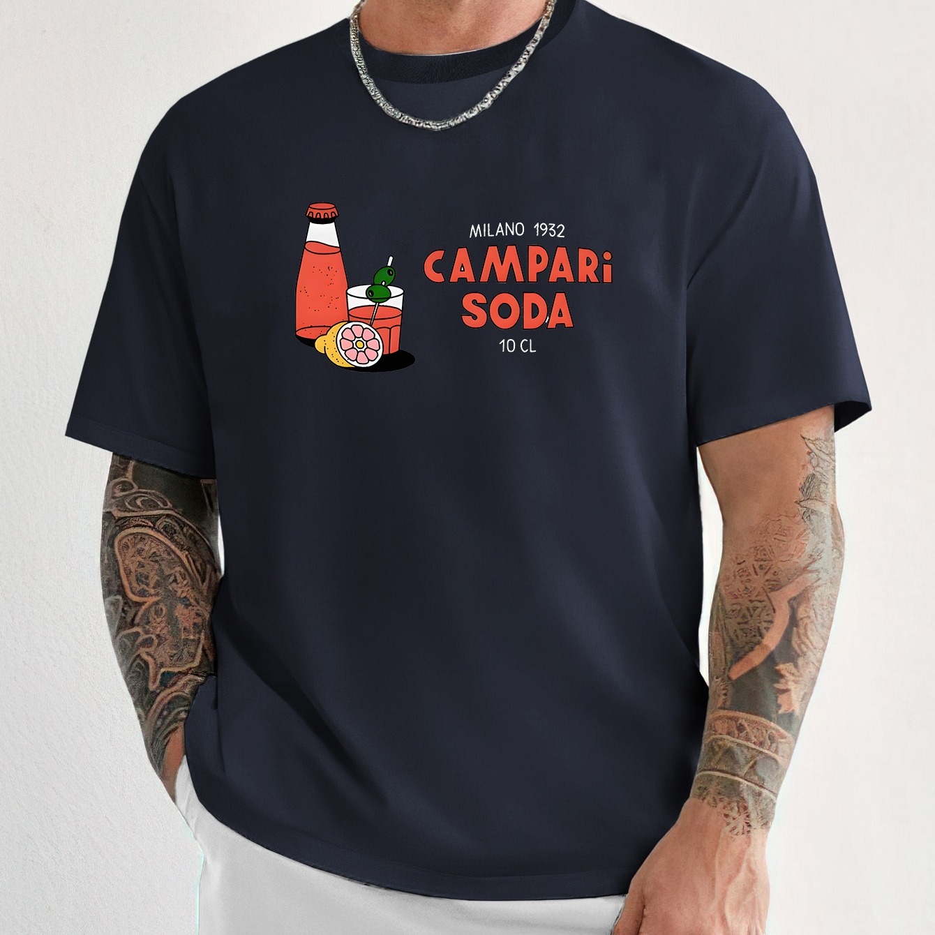 

Summer Men's T-shirt With Retro Trendy ' Soda' Letter Printed On Round Neck Short Sleeves