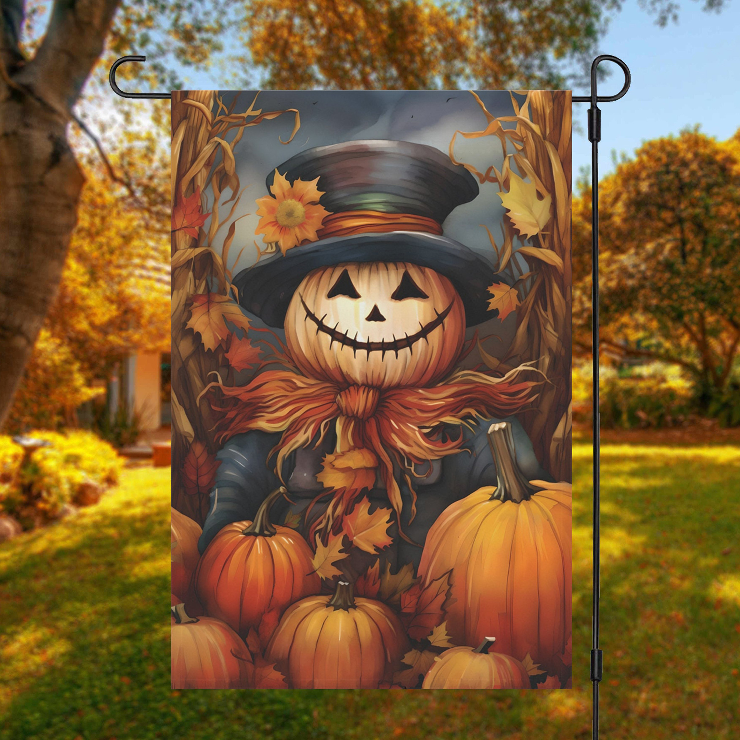 

Welcome Fall Pumpkin Double Sided Garden Flag - Polyester Multipurpose Outdoor Decor, Weather Resistant, No Flagpole, 12x18in