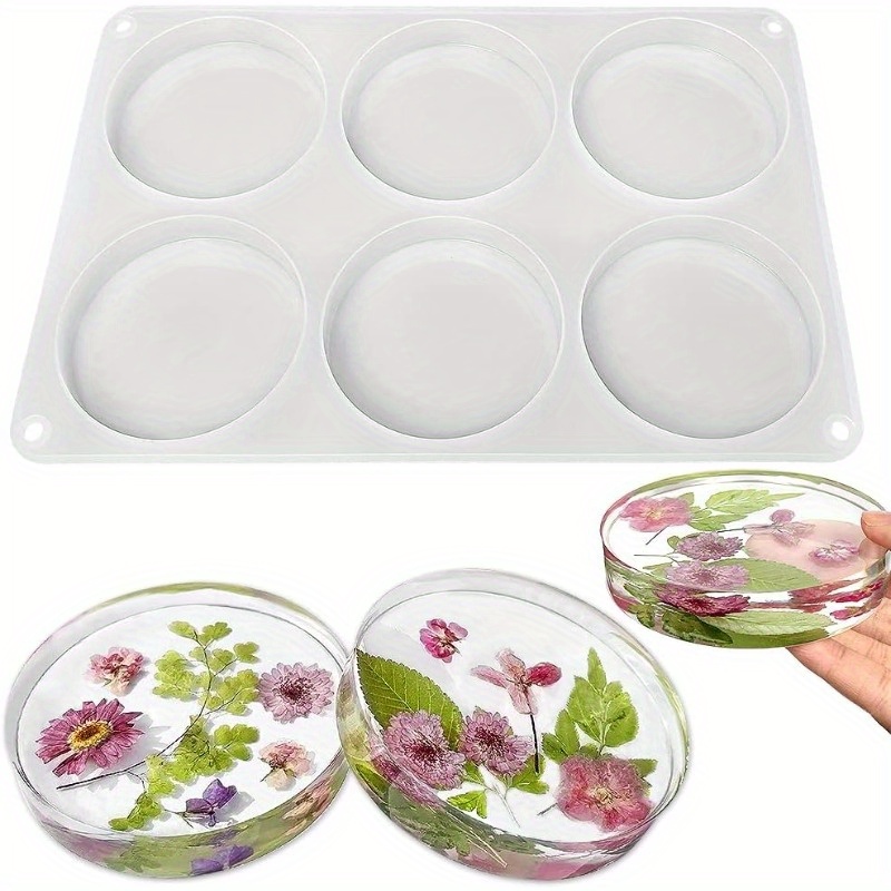 

6-cavity Deep Round Coaster Molds, 4 Inches - Coaster Silicone Molds For Epoxy Resin, Coaster Resin Molds For Flower Bouquet Preservation