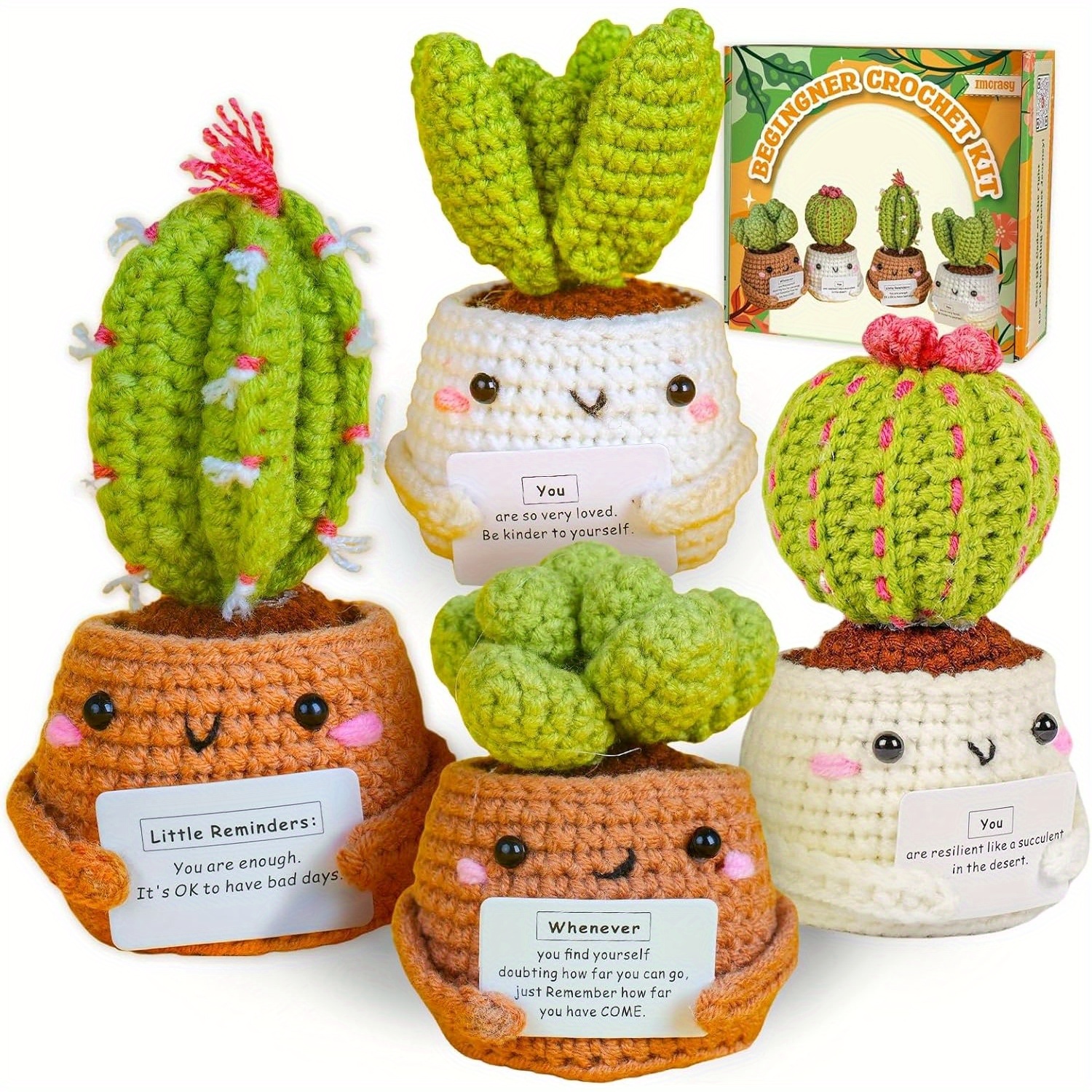 

Crochet Kit | Crochet Kit For Beginners | Emotional Support Succulent Crochet & Knitting Kit With Video Lessons | 4 Pc Succulent Crochet Kit With Crochet Accessories (40%+ Yarn)