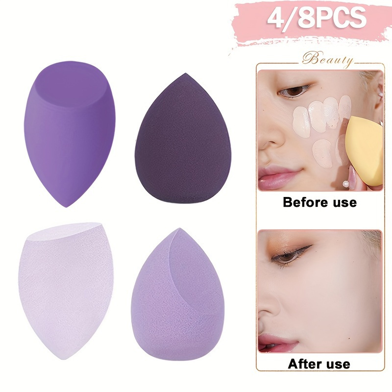 

8pcs Hypoallergenic Makeup Sponges - Skin-friendly Hydrophilic Pu Beauty Blender Set, Normal , Non-latex Foundation Blending Sponges For Cosmetics Application