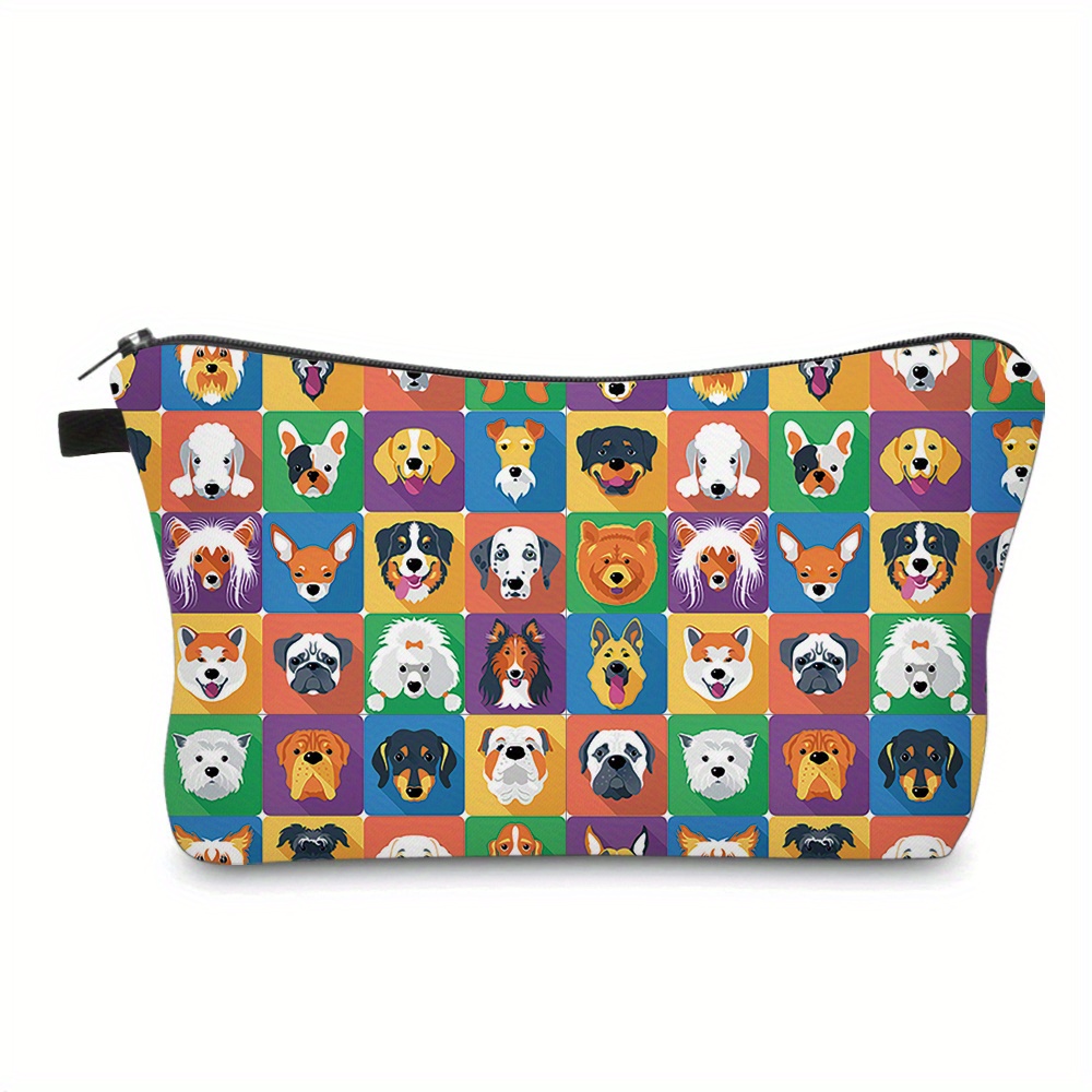 

Waterproof Colorful Puppy Print Makeup Bag - Cute & Stylish Cosmetic Pouch, Portable Travel Organizer, Ideal Holiday Gift