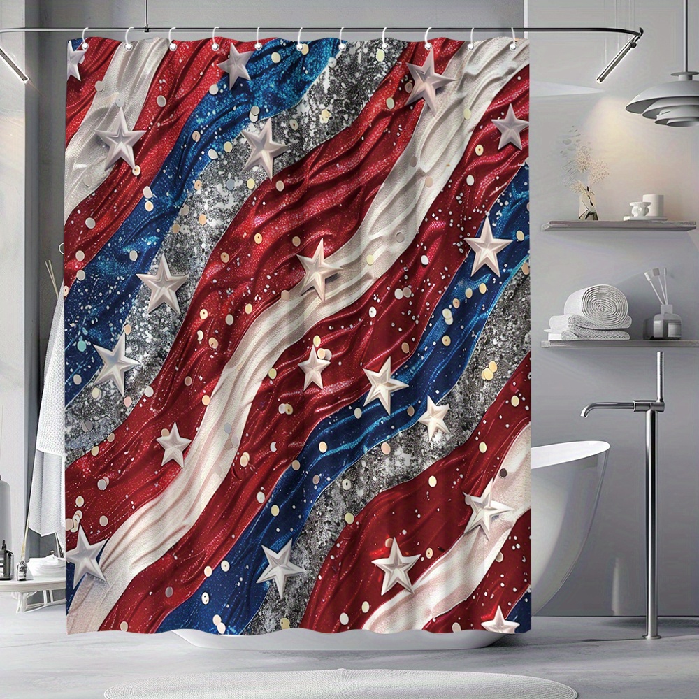 

Of Patriotic - & Moisture- Polyester 12 , Red And Stripes , , For Day Bathroom Decor, 71x71