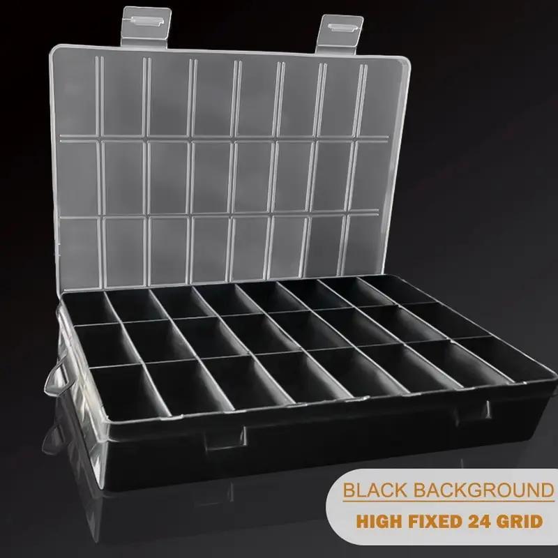 

24-compartment Plastic Organizer Box For Jewelry, Earrings, Beads & Screws - Storage Case With Adjustable Dividers