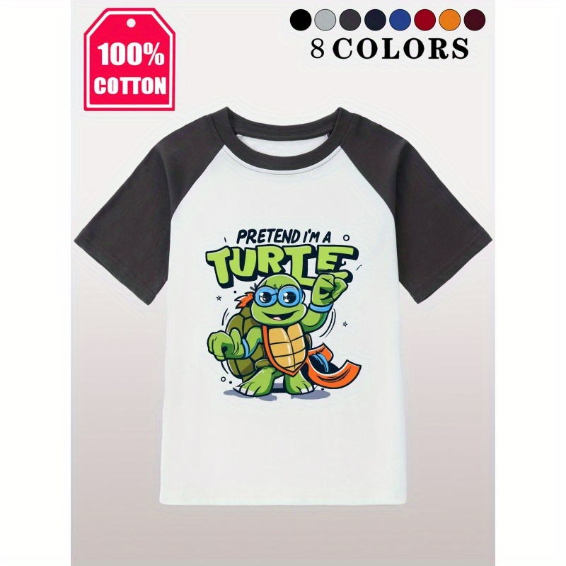 

Pretend I'm A Turtle Print - Engaging Visuals, Casual Raglan Short Sleeve T-shirts For Boys - Cool, Lightweight And Comfy Summer Clothes!