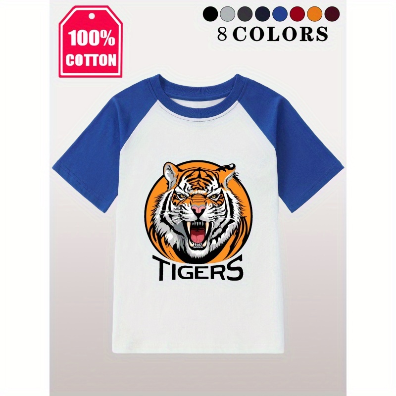 

Fierce Tiger Athletic Print T-shirt- Engaging Visuals, Casual Short Sleeve T-shirts For Boys - Cool, Lightweight And Comfy Summer Clothes!