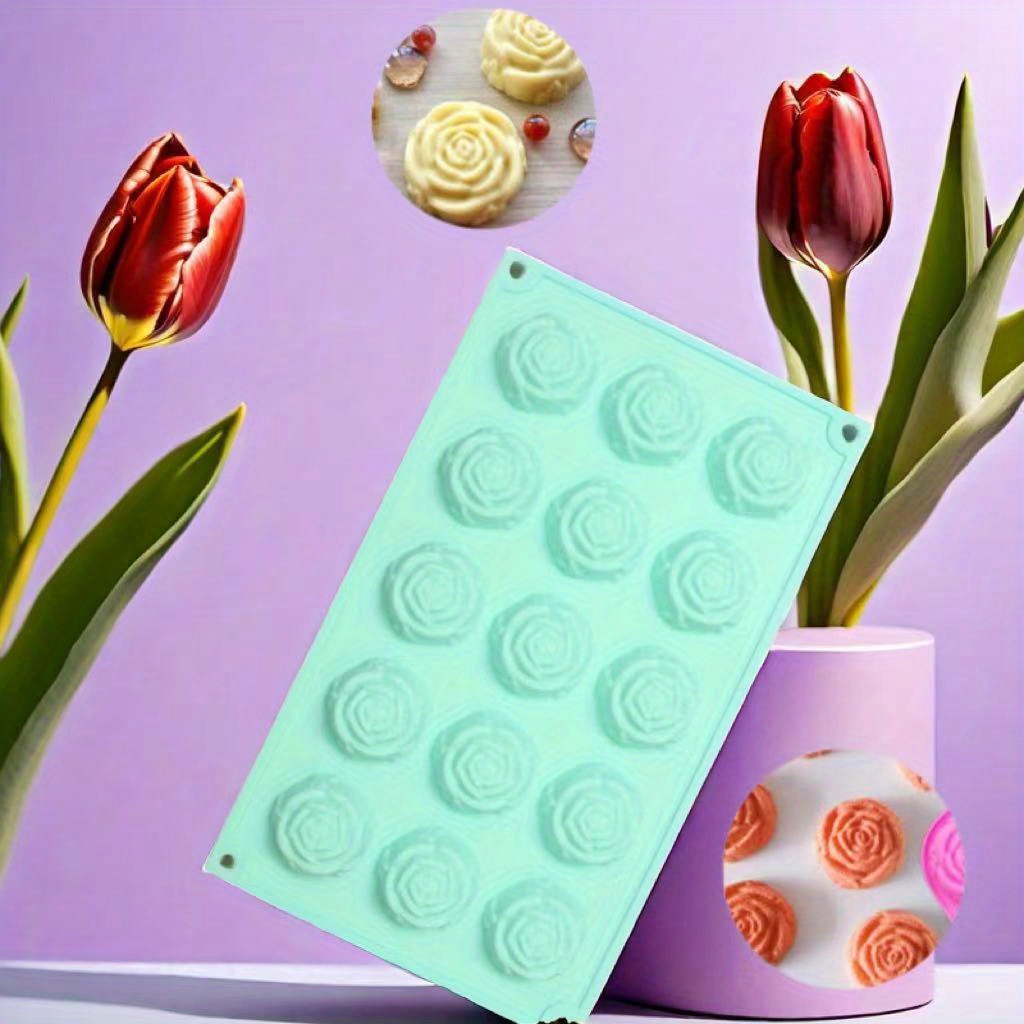 

15-cavity Rose Flower Silicone Mold For Chocolates, Candy, Ice Cubes & More - Bpa-free, Perfect For Valentine's Day & Birthday Parties - Essential Kitchen Gadget