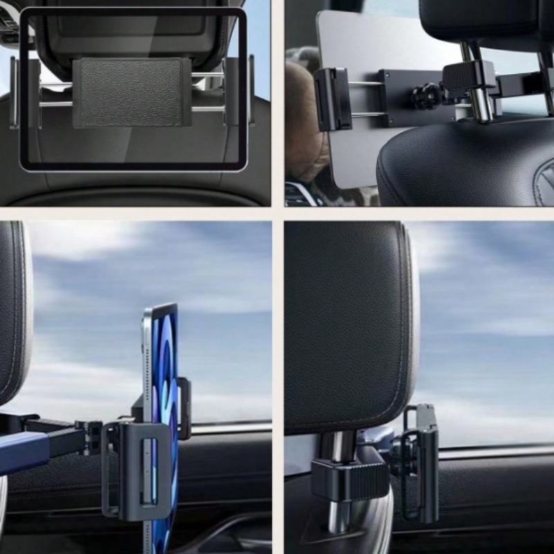 adjustable car headrest mount 1pc 360 rotatable tablet holder universal vehicle back seat stand for smartphones tablets convenient road trip accessory details 3
